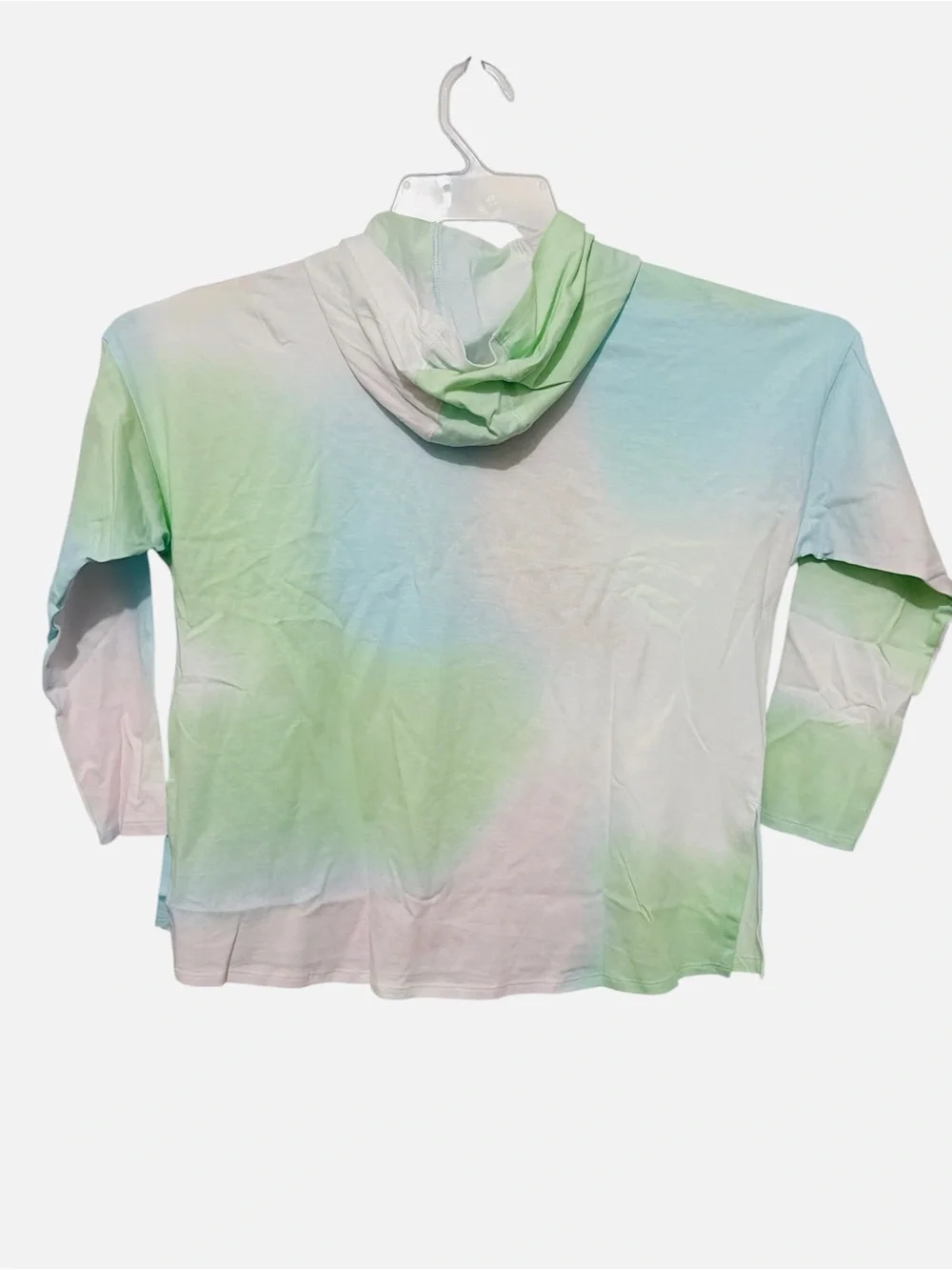 Adidas Girls LS Hooded T-Shirt Pastel Tie Dye Curved Hem Cotton Size XL (16)